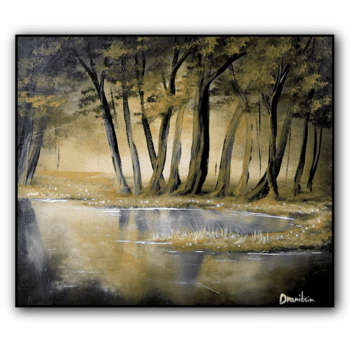 yellow glow acrylic landscape painting by urartstudio.com 1