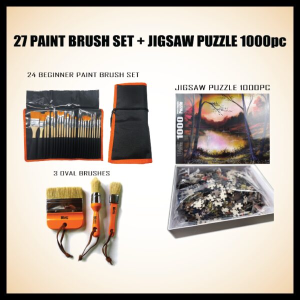 27 paintbrushes and jigsaw puzzle