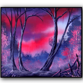 Fading Light | Lavender & Red Sky | Step by step acrylic landscape painting by urartstudio.com 1