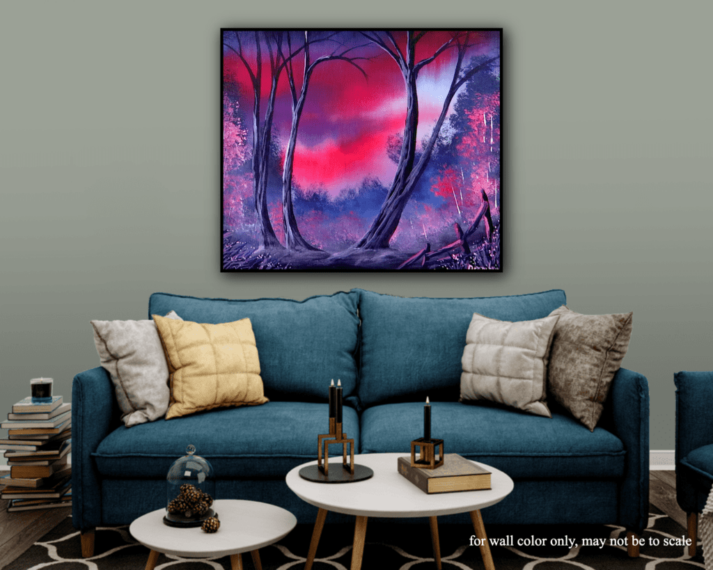 Fading Light | Lavender & Red Sky | Step by step acrylic landscape painting by urartstudio.com 3