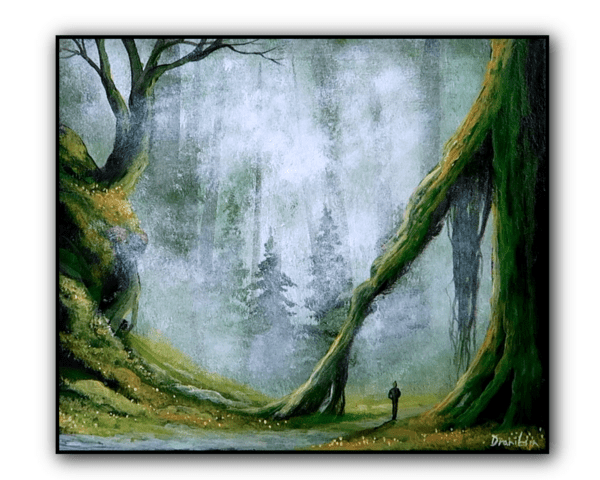 Giant Tree and a Man Acrylic Landscape Painting Step by Step Techniques by urartstudio.com 1