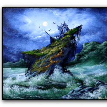 Shipwreck Island original acrylic painting by urartstudio.com