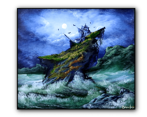 Shipwreck Island original acrylic painting by urartstudio.com