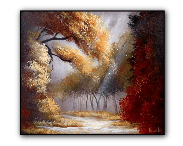 sunlight path acrylic landscape painting by urartstudio.com 1