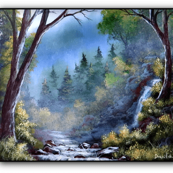 Painting a Serene Forest Waterfall: Step-by-Step Acrylic Tutorial for Beginners