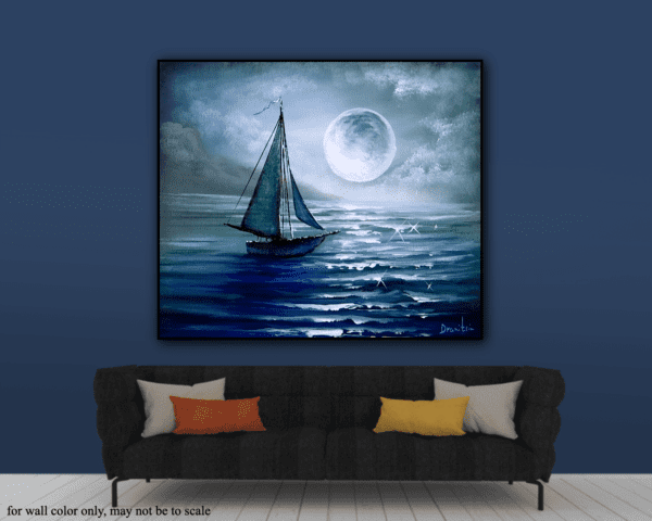 voyage to the moon acrylic seascape painting by urartstudio.com 2