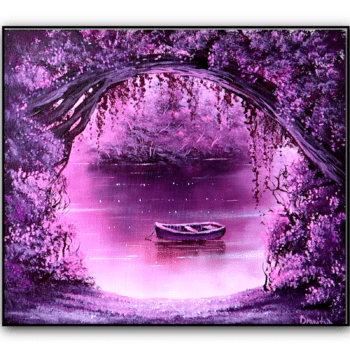 lavender shore boat acrylic landscape painting by urartstudio.com 1