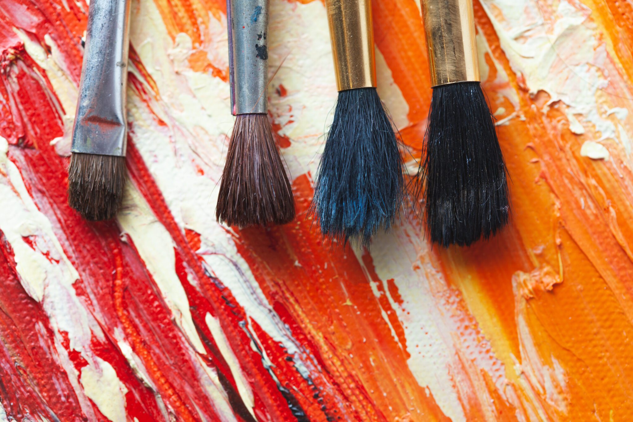 color drawing brushes on canvas