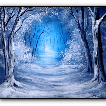 winter forest tunnel acrylic landcape painting by urartstudio.com 1