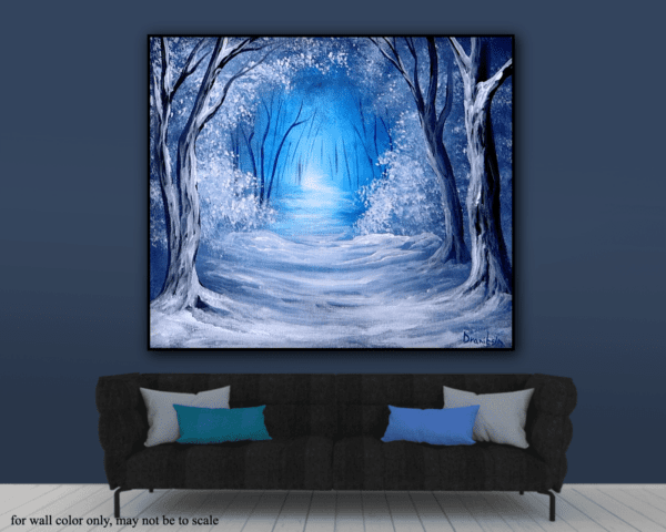 winter forest tunnel acrylic landcape painting by urartstudio.com 2