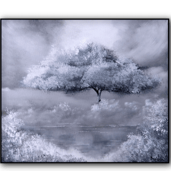 cloud tree, acrylic landscape painting by urartstudio.com