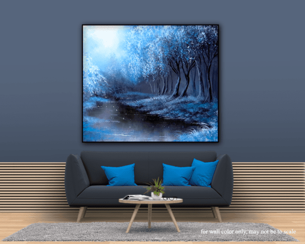 blue forest acrylic landscape painting by urartstudio.com 1