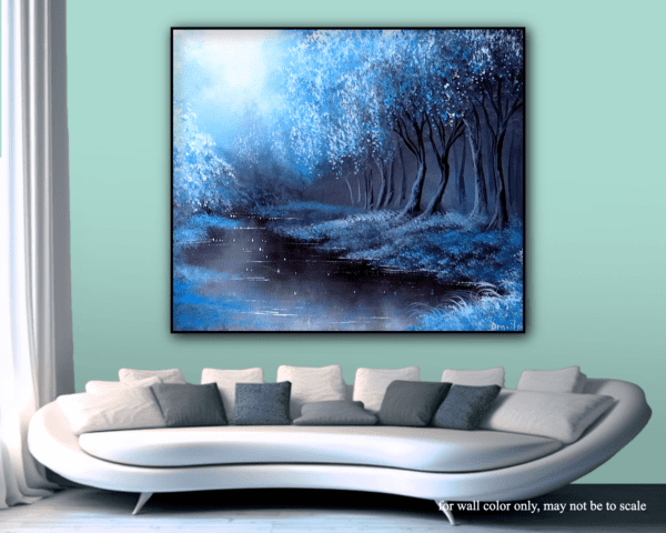 blue forest acrylic landscape painting by urartstudio.com 1