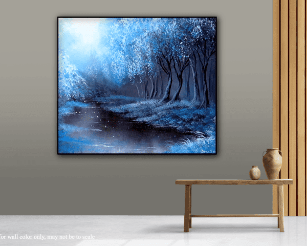 blue forest acrylic landscape painting by urartstudio.com 1