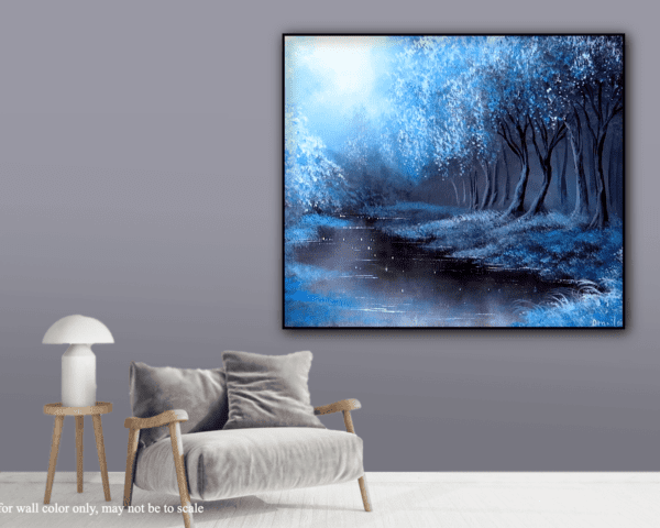 blue forest acrylic landscape painting by urartstudio.com 1