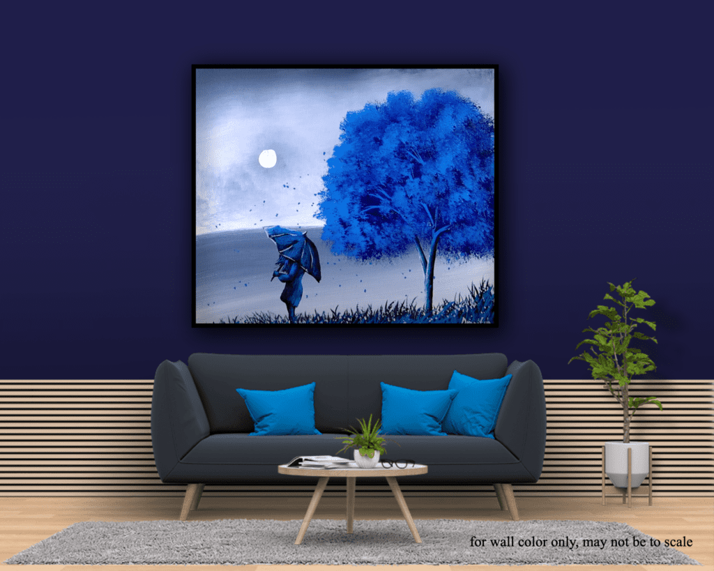 blue tree umbrella acrylic landscape painting 3toneart by urartstudio.com 1