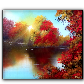 first rays of light acrylic landscape painting by urartstudio.com 1