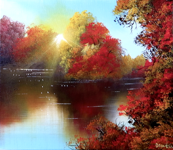 first rays of light acrylic landscape painting by urartstudio.com 1