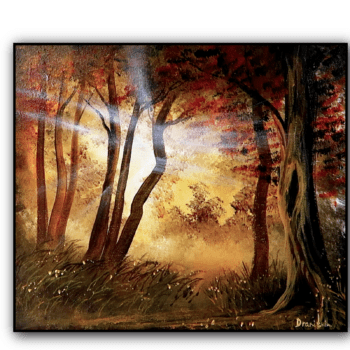 forest filtering light acrylic landscape painting by urartstudio.com 5