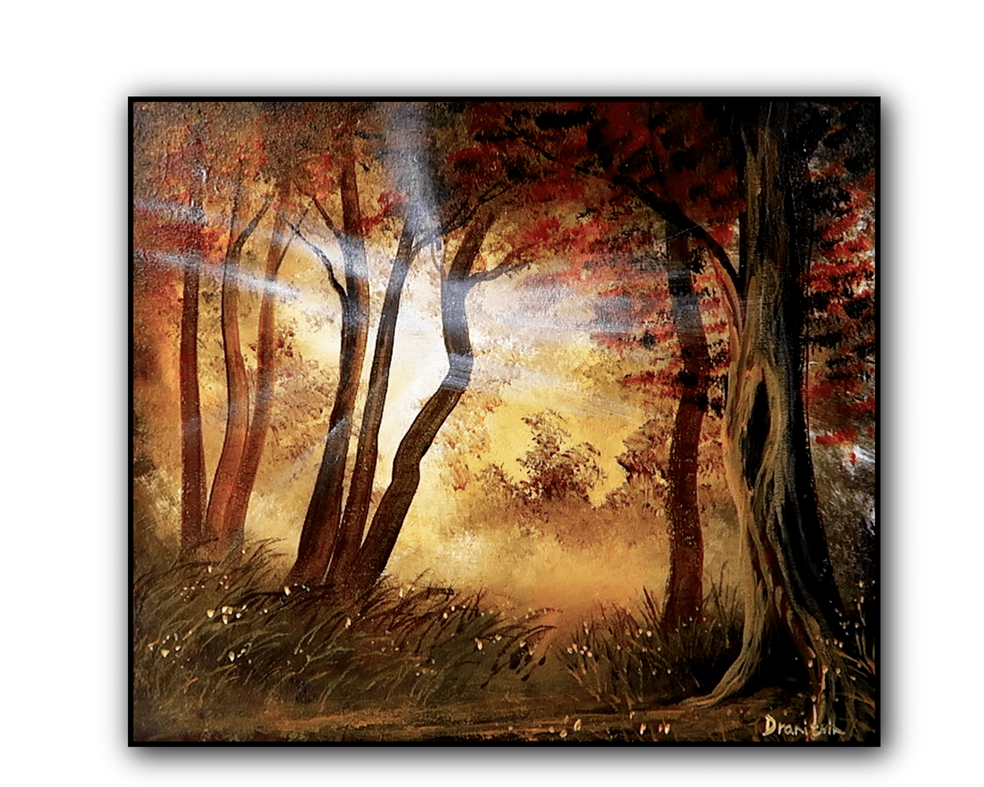 forest filtering light acrylic landscape painting by urartstudio.com 5