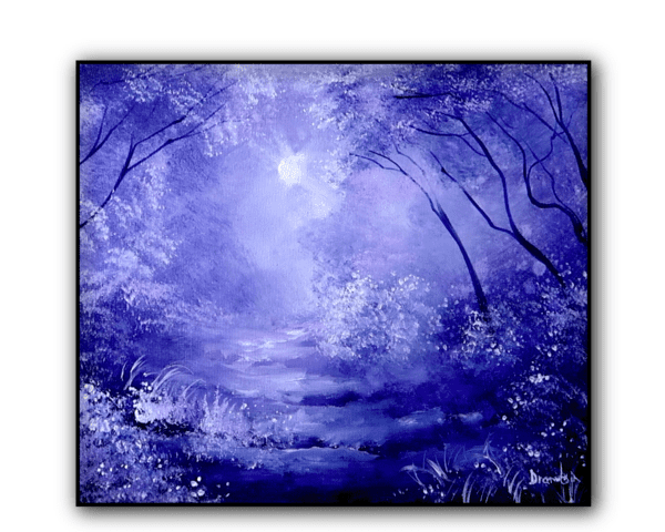 misty purple path acrylic landscape painting by urartstudio.com