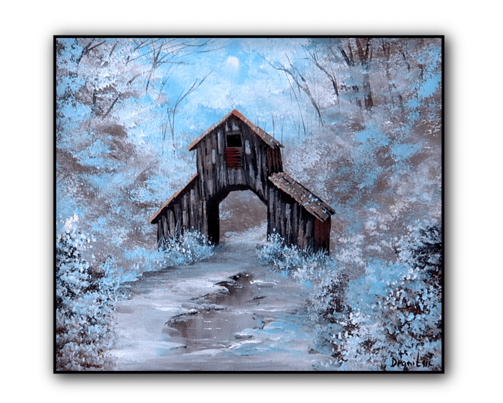 Blues of Nature How to Paint a Park Gateway in Soft Blue Hues Acrylic Techniques path structure urartstudio.com 1