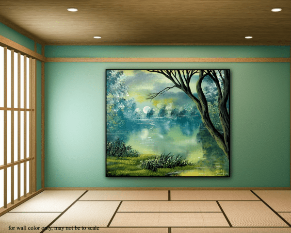 Under the Moonlight, How to Paint the Moon's Glow Reflected on a Calm Lake | Acrylic Landscape Art 3