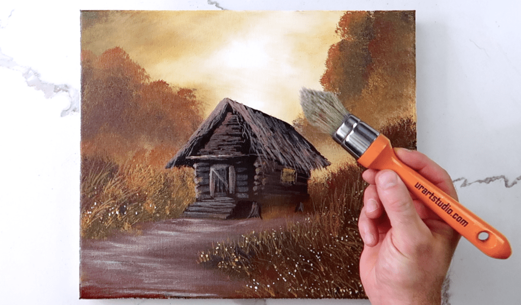 🌅 Easy Sunset Cabin Painting! ✨ Acrylic Landscape for Beginners #art #paintingtechniques #painting