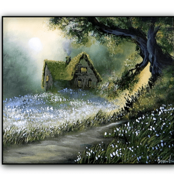 Flower Path to Cabin: Step-by-Step Acrylic Painting Technique | Easy for Beginners