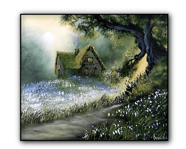 Flower Path to Cabin: Step-by-Step Acrylic Painting Technique | Easy for Beginners