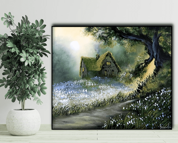 Flower Path to Cabin: Step-by-Step Acrylic Painting Technique | Easy for Beginners