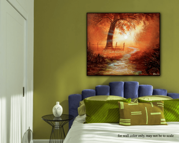 Pathway to Peace: How to Paint a Beautiful Sunrise Path with a Majestic Tree and Fence in Acrylic 2