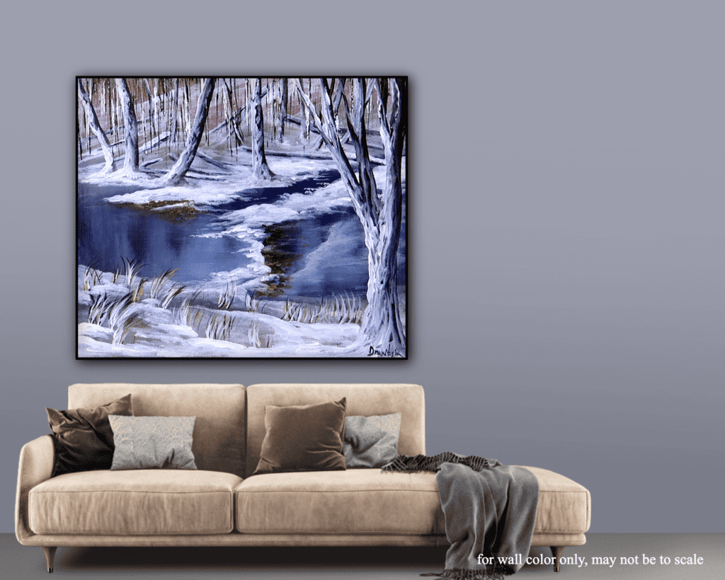 Serenity in Frost: Step-by-Step Painting of a Frozen Stream | Easy Painting for Beginners