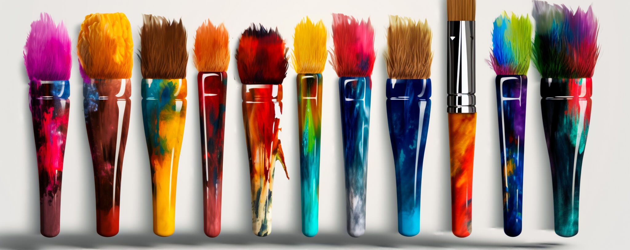 Colorful Brushes set. AI Generated