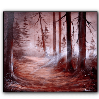 Capturing Morning Glow | Acrylic Tutorial of Glowing Light on the Path Through Trees 1