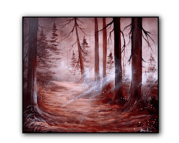 Capturing Morning Glow | Acrylic Tutorial of Glowing Light on the Path Through Trees 1