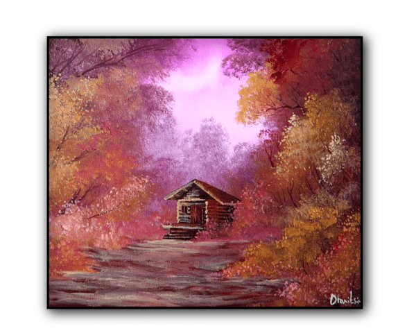 First Light | How to Create a Beautiful Cabin Scene at Dawn | Acrylics | for Beginner by urartstudio.com 1