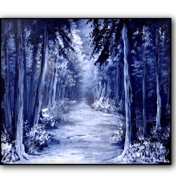 Frozen Serenity | Step-by-Step Acrylic Painting of a Blue Forest Landscape | Easy for Beginners 1