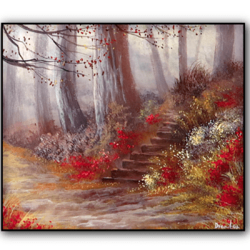 Misty Forest Path | Step by Step Acrylic Painting of Autumn Trail 1