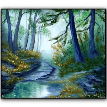 Peaceful Forest Creek | Step by Step Acrylic Painting Techniques | Oval Brush Art 1