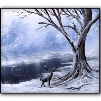 Creating a Frozen River Landscape with a Majestic Stag | Acrylic Painting for Beginners 1