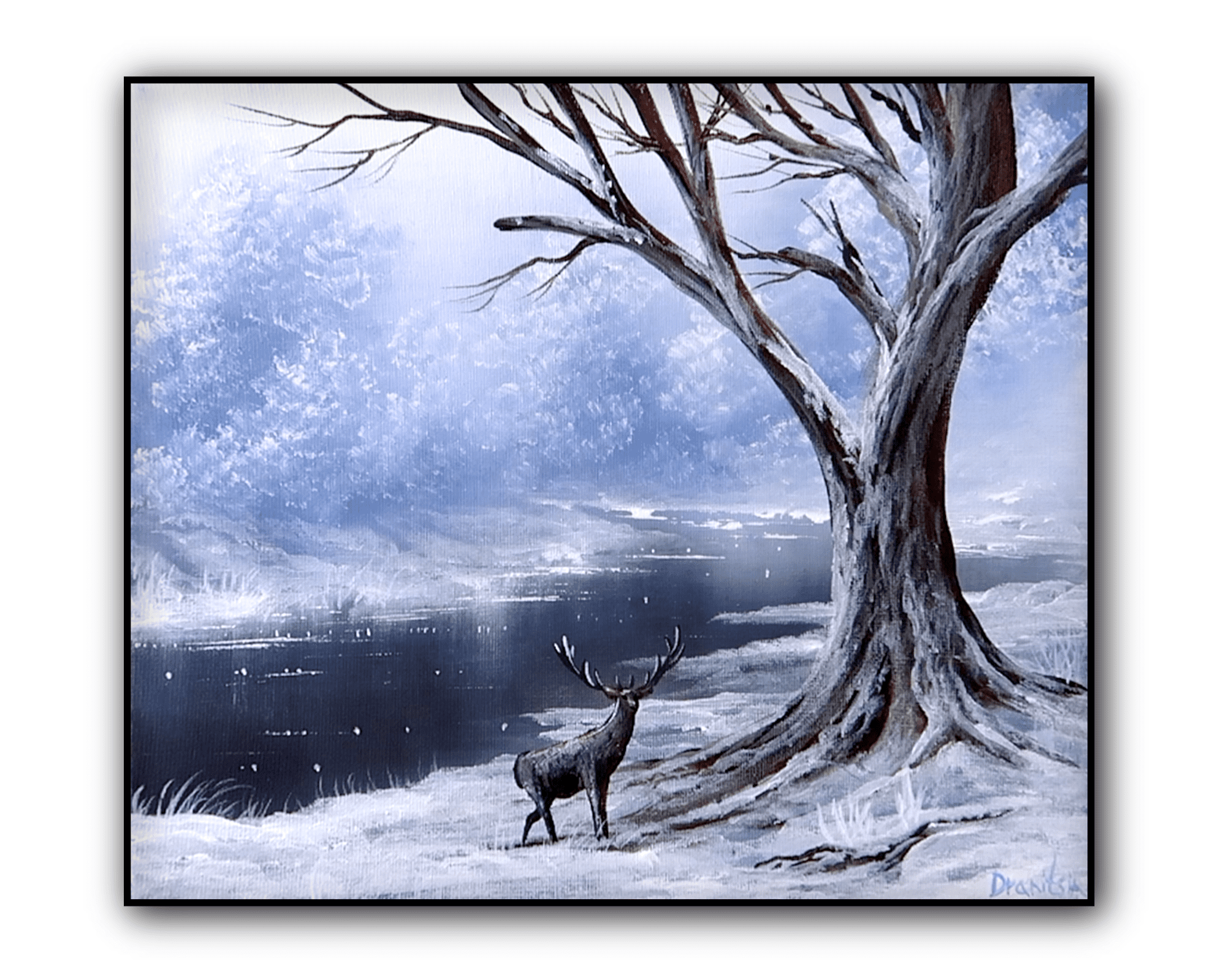 Creating a Frozen River Landscape with a Majestic Stag | Acrylic Painting for Beginners 1