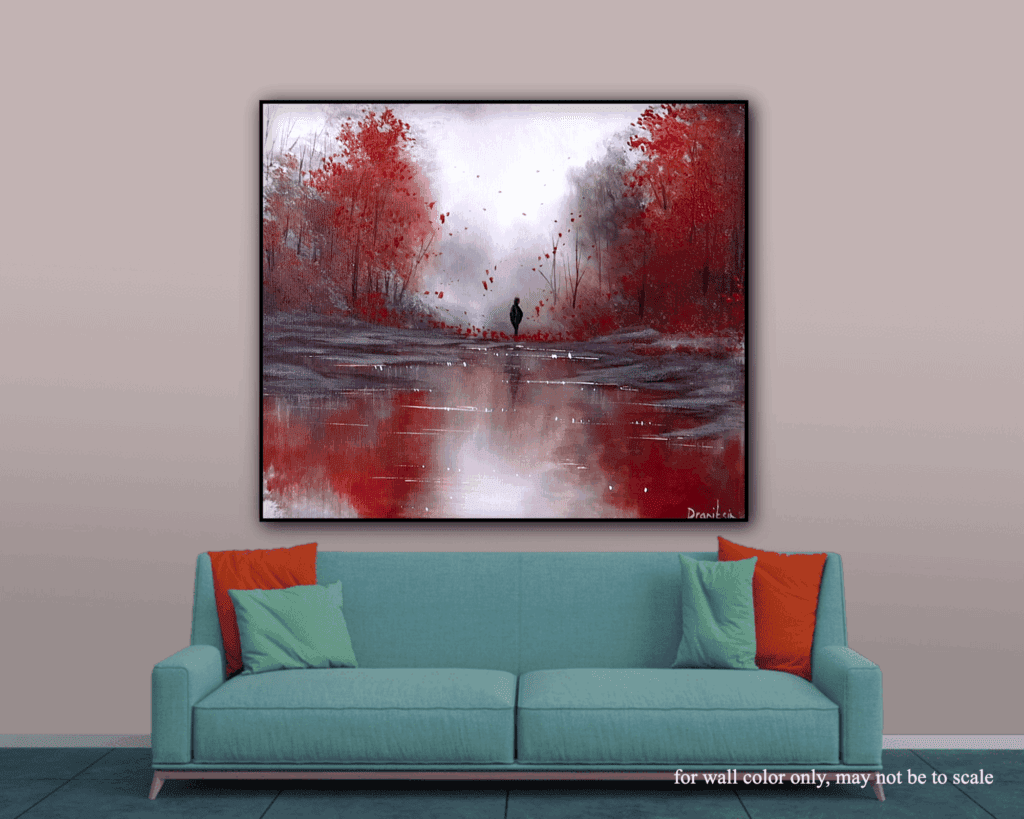 Autumn Reflections | Painting Men by the Lake with Fallen Leaves | Acrylic Art Guide