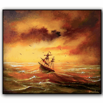 Voyage to Sunset | Acrylic step by step seascape painting techniques | Easy for beginners
