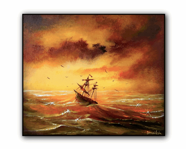 Voyage to Sunset | Acrylic step by step seascape painting techniques | Easy for beginners