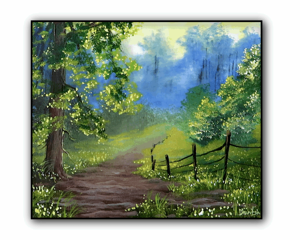 Peaceful Path & Distant Mountain | Landscape Painting Tutorial | Step by step Painting techniques