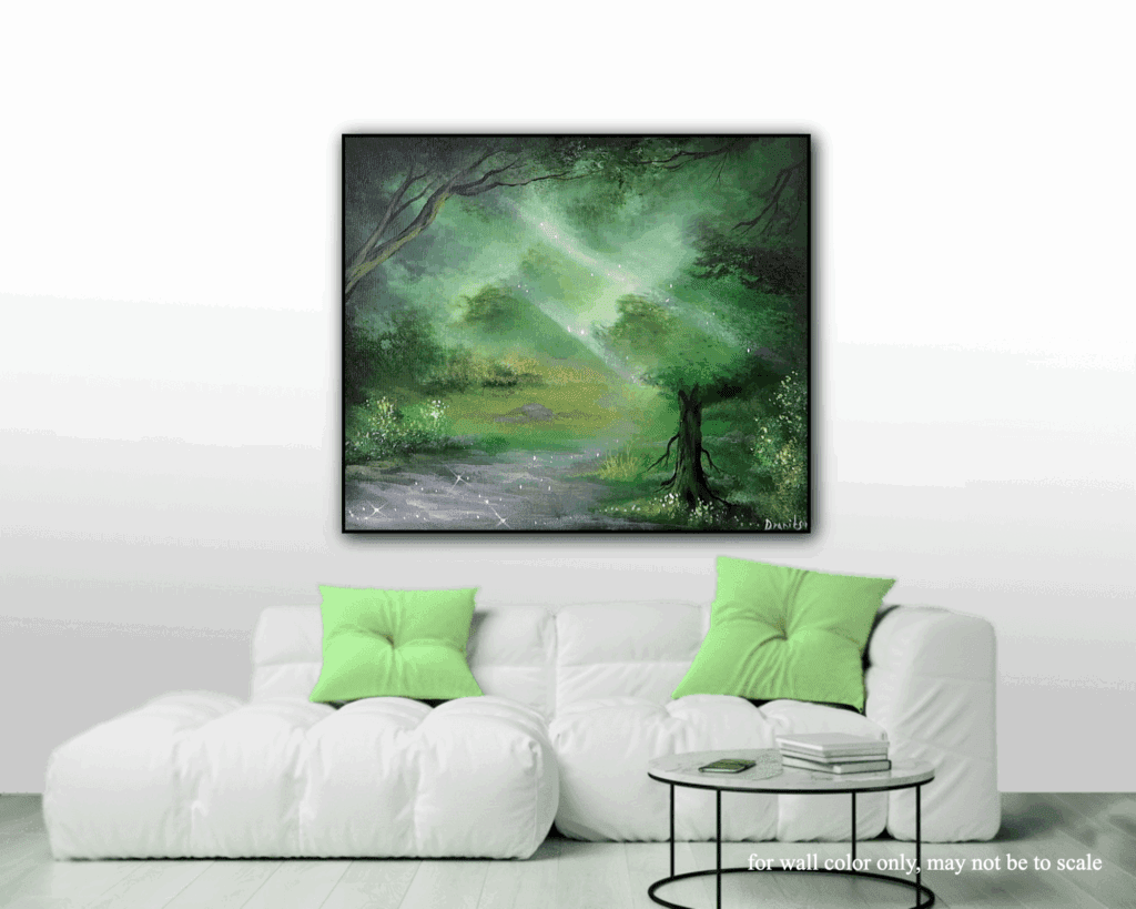 Discover the magic of nature with “Ray of Light in Dark Green Forest | Acrylic Landscape Painting | Easy for Beginners.”