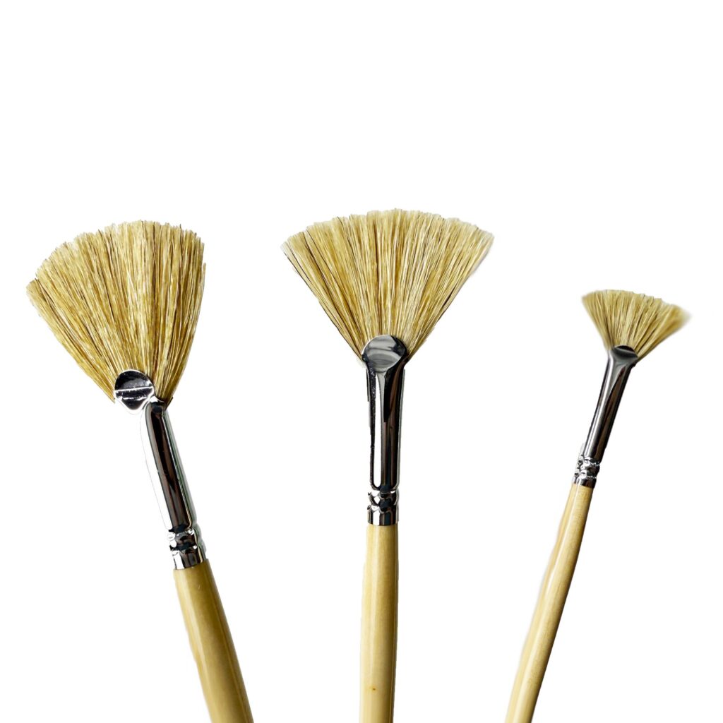 3 fan brushes natural bristles