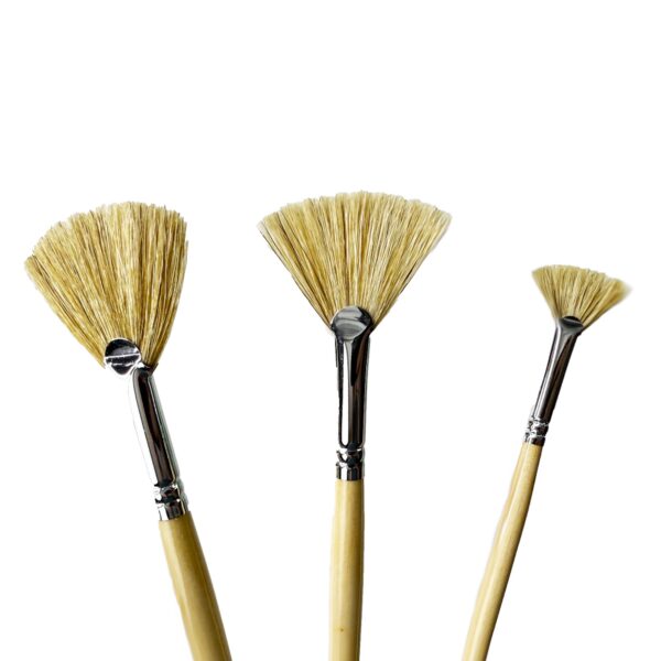 3 fan brushes natural bristles