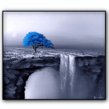 blue tree waterfall